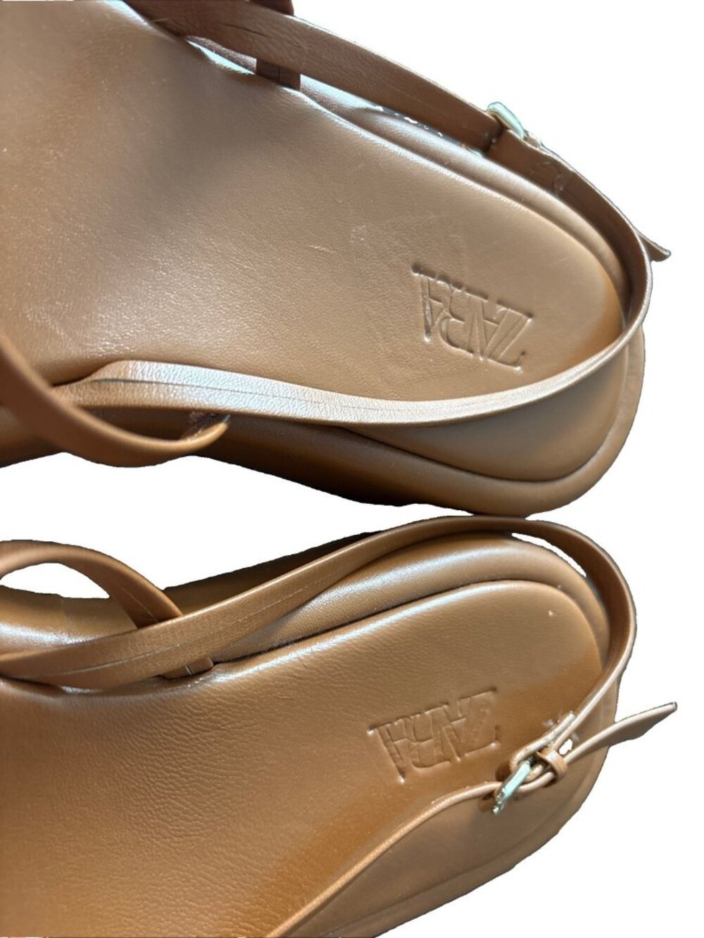 ZARA Flat Leather Sandal | US 7.5 - EUR 38 | Brown-Made In Spain - Picture 3 of 7